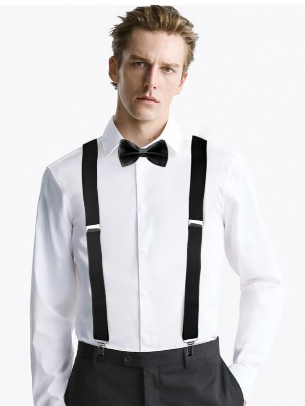NEW in Package Unisex Suspenders And Bow Tie Set - Black